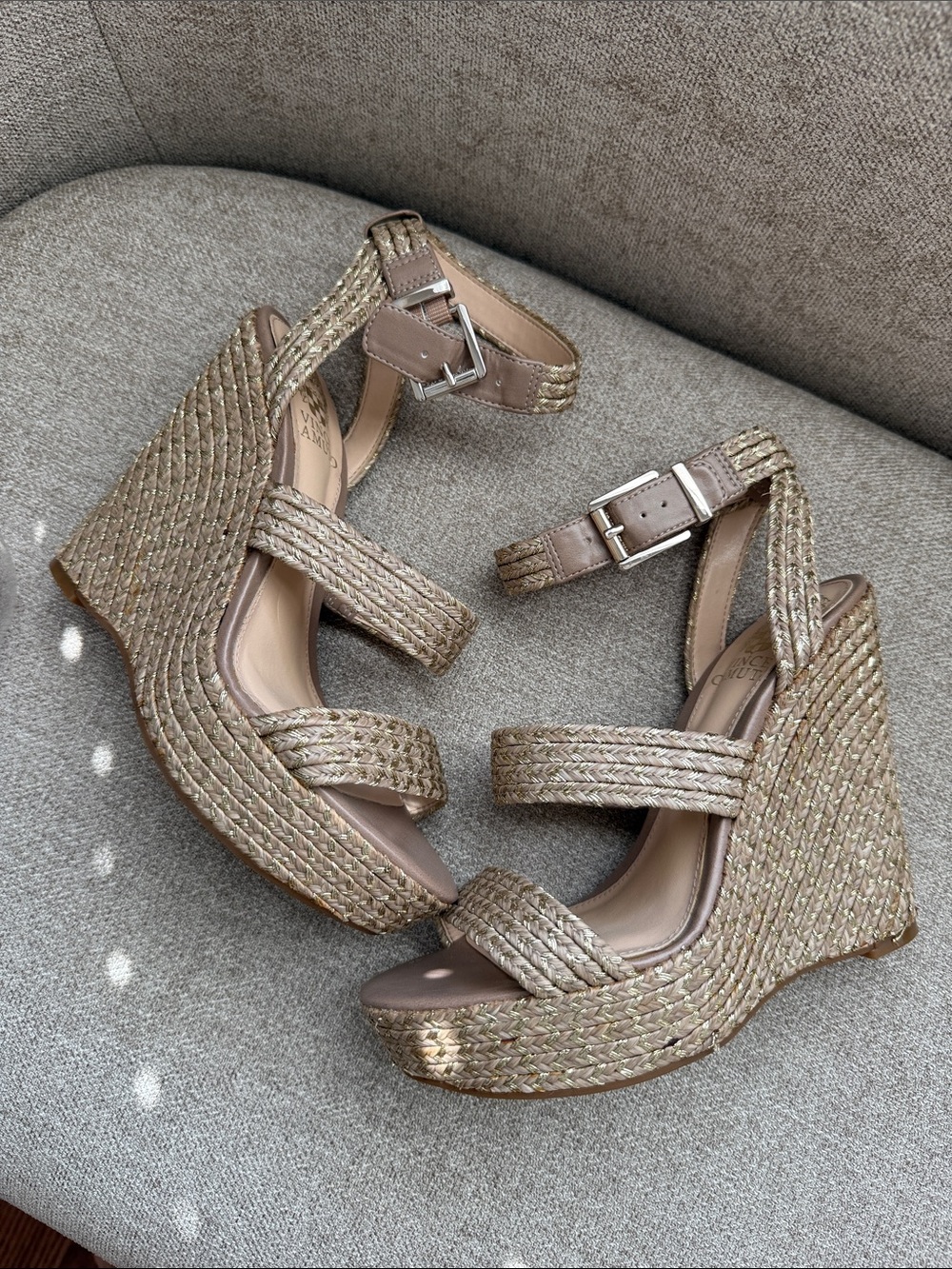 Vince Camuto Braided Espadrille Wedge Sandals in Taupe